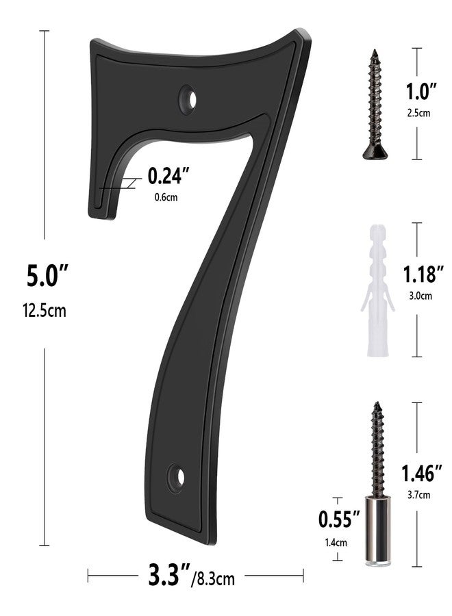 Emotionlite House Numbers 7, Emotionlite House Address Numbers, Black Large Modern House Numbers for Outside, Metal Mailbox Number, 5" Zinc Alloy Style - Image 5